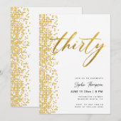 Wit Goud Geometrische Glitter Elegant 30e Verjaard Kaart (Voorkant / Achterkant)