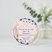 Wit Goud Gepersonaliseerd Bloemig Elegant Trouwen Kaart (Staand voorkant)