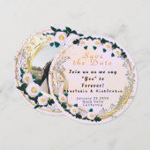 Wit Goud Gepersonaliseerde Bloemen Elegante Bruilo Kaart (Voorkant / Achterkant)