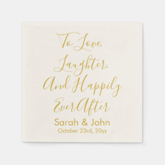 Wit Goud Gepersonaliseerde Script bruiloft recepti Servet