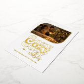 Wit & Goud Gezellige Vibes Retro Kerstfoto Folie Feestdagenkaart (Gedraaid)