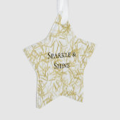 Wit Goud Glam Glitterende Kerst Ornament (voorkant)