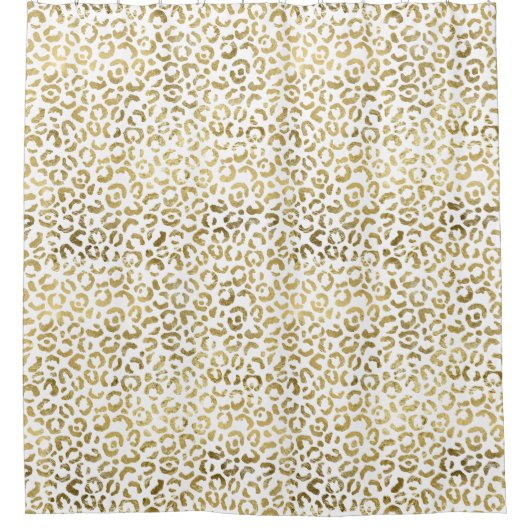 Wit Goud Glam Leopard Douchegordijn (Voorkant)