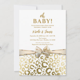 Wit & Goud Glam Leopard Print Baby shower Kaart