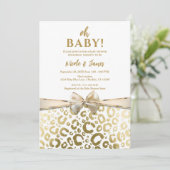 Wit & Goud Glam Luipaardprint Baby Shower Kaart (Staand voorkant)