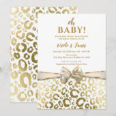 Wit & Goud Glam Luipaardprint Baby Shower Kaart (Voorkant / Achterkant)