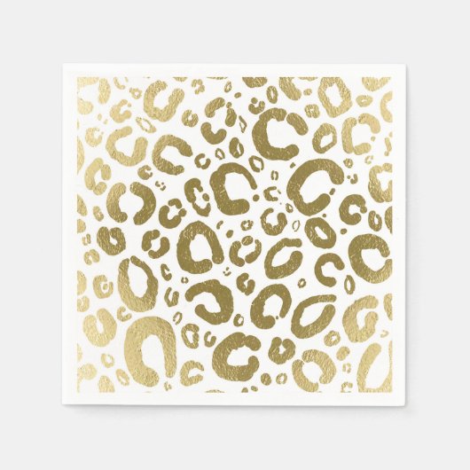 Wit & Goud Glam Luipaardprint Feest Servet (Voorkant)