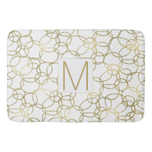 Wit Goud Glam Stijlvolle Cirkels Monogram Badmat