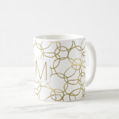Wit Goud Glam Stijlvolle Cirkels Monogram Koffiemok (Voorkant rechts)