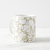 Wit Goud Glam Stijlvolle Cirkels Monogram Koffiemok (Voorkant links)