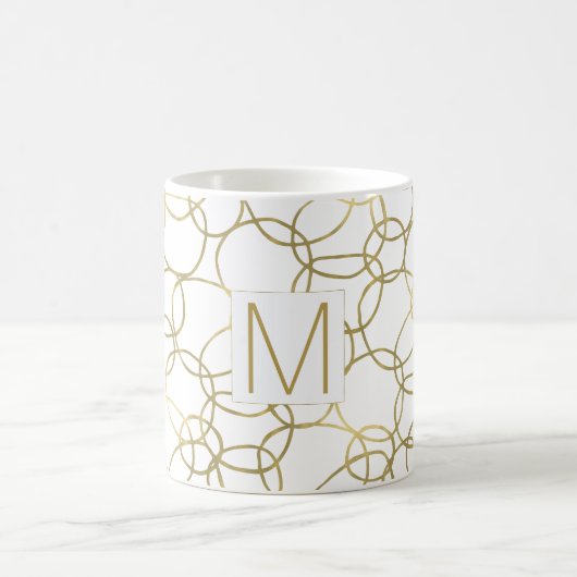 Wit Goud Glam Stijlvolle Cirkels Monogram Koffiemok (Center)