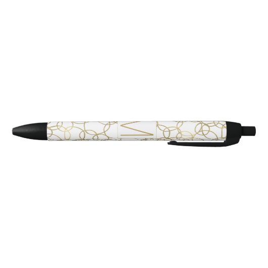 Wit Goud Glam Stijlvolle Cirkels Monogram Zwarte Inkt Pen (Bodem)