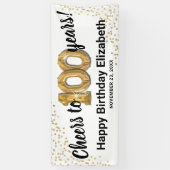 Wit Goud Glitter 100e Verjaardag Spandoek (Verticaal)