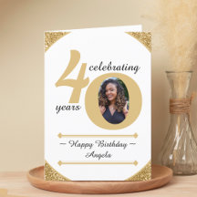 Wit & Goud Glitter 40 Veertig jaar 40ste verjaarda