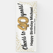 Wit Goud Glitter 40e Verjaardag Spandoek (Verticaal)