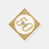 Wit & Goud Glitter 50 Vijftig jaar 50ste verjaarda Servet (Hoek)