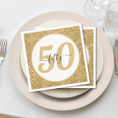 Wit & Goud Glitter 50 Vijftig jaar 50ste verjaarda Servet