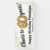 Wit Goud Glitter 60e Verjaardag Spandoek (Verticaal)