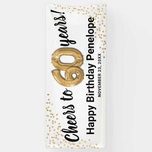 Wit Goud Glitter 60e Verjaardag Spandoek (Verticaal)