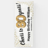Wit Goud Glitter 80e Verjaardag Spandoek (Verticaal)