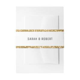 Wit & Goud Glitter Border Bruiloft Uitnodigingen Wikkel