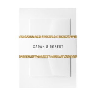 Wit & Goud Glitter Border Bruiloft Uitnodigingen Wikkel