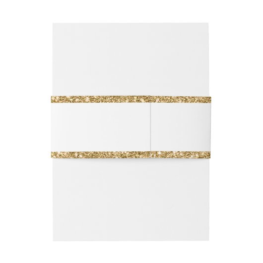 Wit & Goud Glitter Border Bruiloft Uitnodigingen Wikkel (Achterkant Voorbeeld)