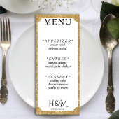 Wit & Goud Glitter Concave Bruiloft Receptie Menu