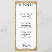 Wit & Goud Glitter Concave Bruiloft Receptie Menu (Voorkant)