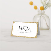 Wit & Goud Glitter Concave Bruiloft Receptie Plaatskaartje (Achterkant)