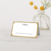 Wit & Goud Glitter Concave Bruiloft Receptie Plaatskaartje (Voorkant)