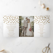 Wit Goud Glitter Confetti Foto Bruiloft Drieluik Programma (Binnen)