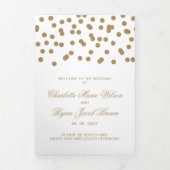 Wit Goud Glitter Confetti Foto Bruiloft Drieluik Programma (Cover)
