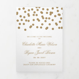 Wit Goud Glitter Confetti Foto Bruiloft Drieluik Programma