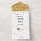 Wit Goud glitter confetti sparkle Bruiloft All In One Uitnodiging (Binnen)