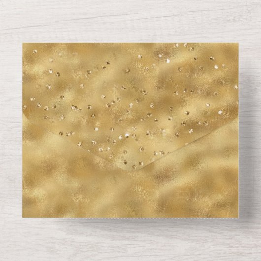 Wit Goud glitter confetti sparkle Bruiloft All In One Uitnodiging (Achterkant)