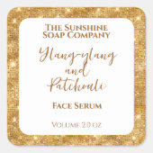 Wit Goud Glitter Cosmetica Dropper Fleslabel Vierkante Sticker (Voorkant)