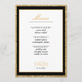 Wit & Goud Glitter Diner Bruiloft Receptie Menu (Voorkant)
