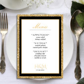 Wit & Goud Glitter Diner Bruiloft Receptie Menu