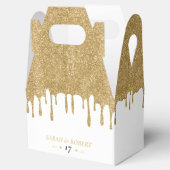 Wit & Goud Glitter Drip Bruiloft Bedankdoosjes (Geopend)