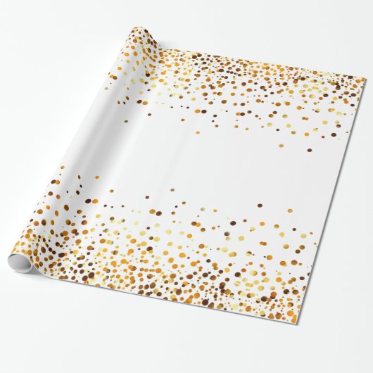 wit goud glitter faux folie confetti cadeaupapier (Uitgerold)