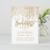 Wit Goud Glitter Fringe Gordijn Bachelorette Kaart (Staand voorkant)