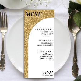 Wit & Goud Glitter Gebogen Boog Huwelijksreceptie Menu