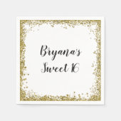 Wit Goud Glitter Glam Edge Sweet 16 Custom Party Servet (Voorkant)