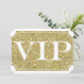 Wit & Goud Glitter Glam VIP-feestticket Kaart (Staand voorkant)