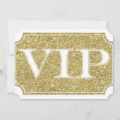 Wit & Goud Glitter Glam VIP-feestticket Kaart (Voorkant)
