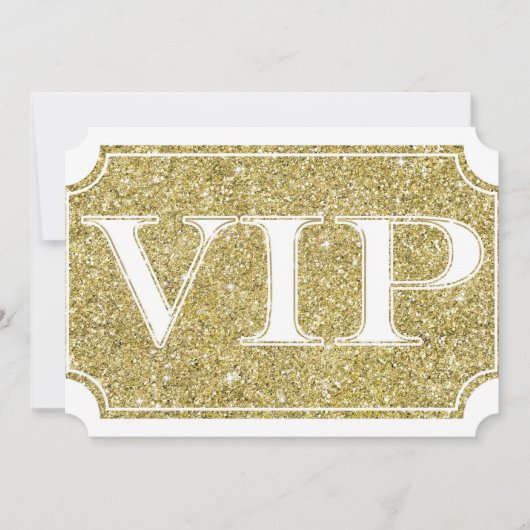 Wit & Goud Glitter Glam VIP-feestticket Kaart (Voorkant)