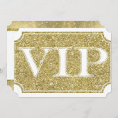 Wit & Goud Glitter Glam VIP-feestticket Kaart (Voorkant / Achterkant)