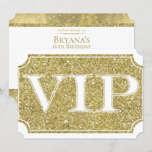 Wit & Goud Glitter Glam VIP-Party Evenement Ticket Kaart