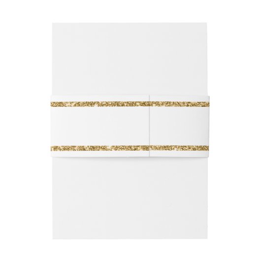 Wit & Goud Glitter Monogram Initiaal Bruiloft Uitnodigingen Wikkel (Achterkant Voorbeeld)